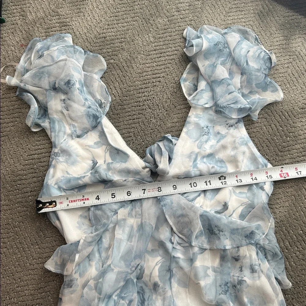 New AQUA Ruffle Trim Maxi Dress - Exclusive, Size Medium, Floral Dress - Picture 12 of 14